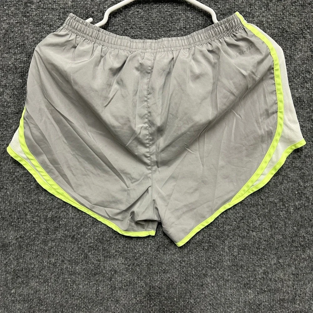 Nike Shorts Womens Size S Gray Dri-Fit Running Athletic Neon Yellow Trim Casual